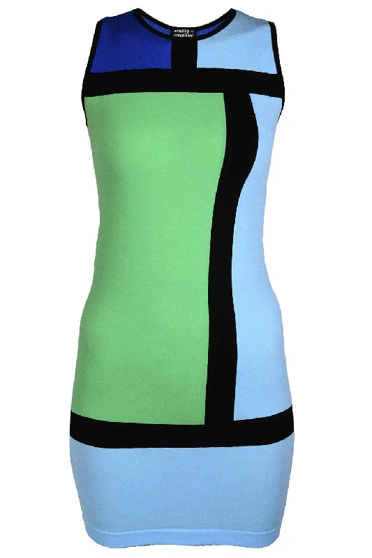 EMILIO CAVALLINI ANALIESE Color Block Dress