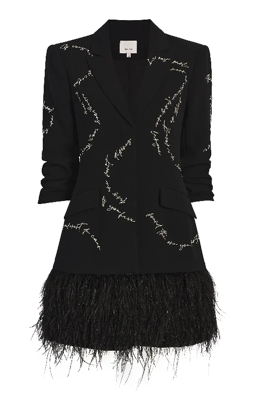 Feather And Script Embellished Joel Dress