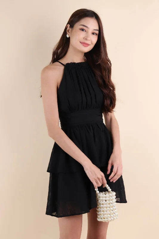 GRACELYN V2 CREPE DRESS IN BLACK