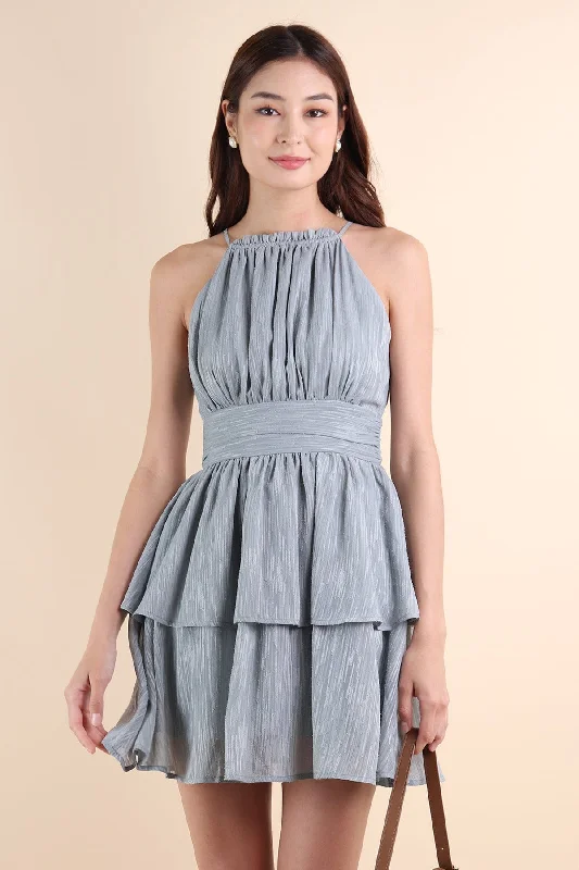 GRACELYN V2 CREPE DRESS IN DUSK BLUE