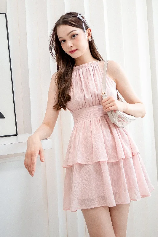 GRACELYN V2 CREPE DRESS IN NUDE PINK