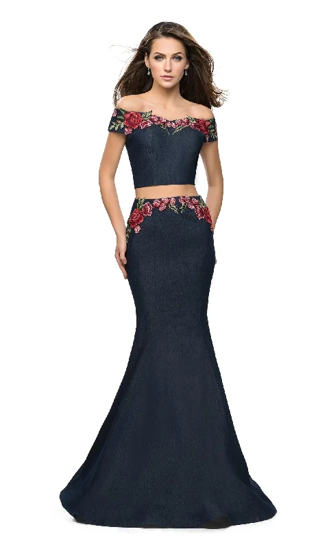 La Femme 25924 Two-Piece Navy Blue Prom Dress