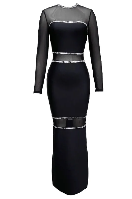 Luster Evening Dress with Crystals and Transparencies