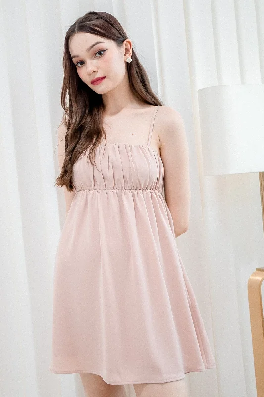 MADELYNN RUCHED DRESS IN NUDE PINK