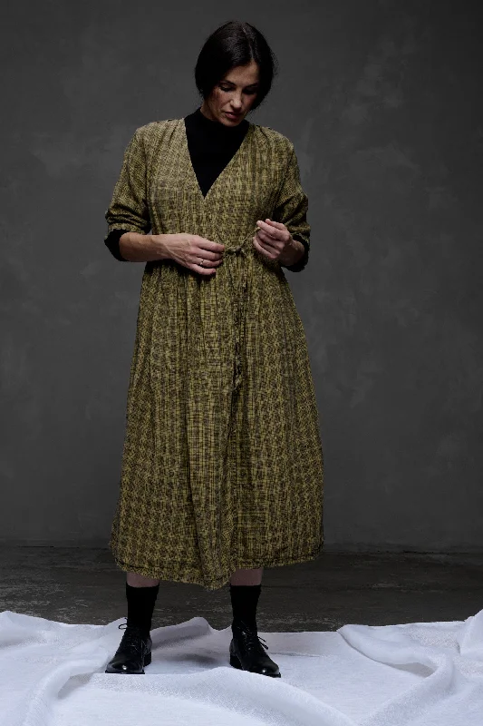 Metta - Amelie Wrap Dress - Textured Linen Check