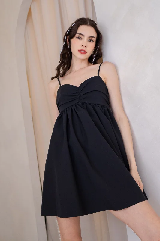 MIRA DETACHABLE SLEEVE DRESS IN BLACK