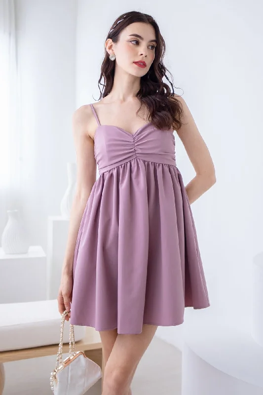 MIRA DETACHABLE SLEEVE DRESS IN MAUVE