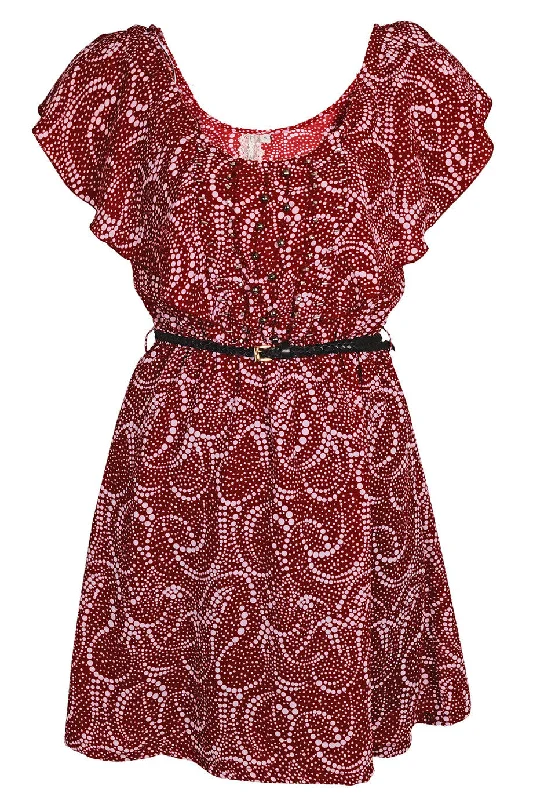 PALU Ruffled Burgundy Dress