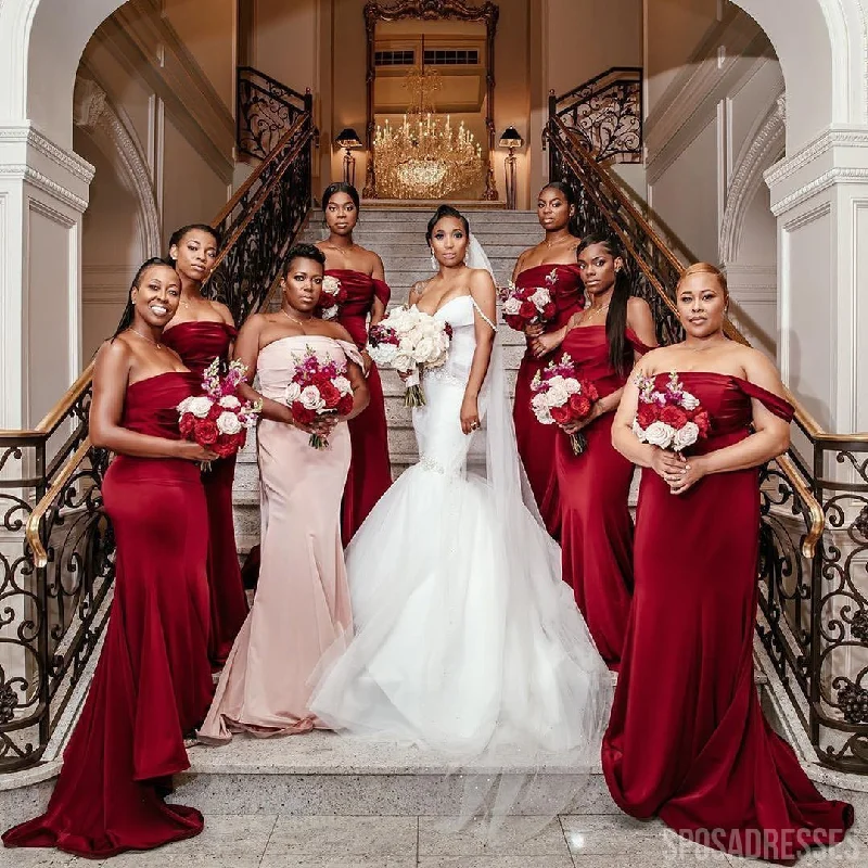 Mismatched Sexy Mermaid Burgundy Cheap Bridesmaid Dresses Gown Online, WG958