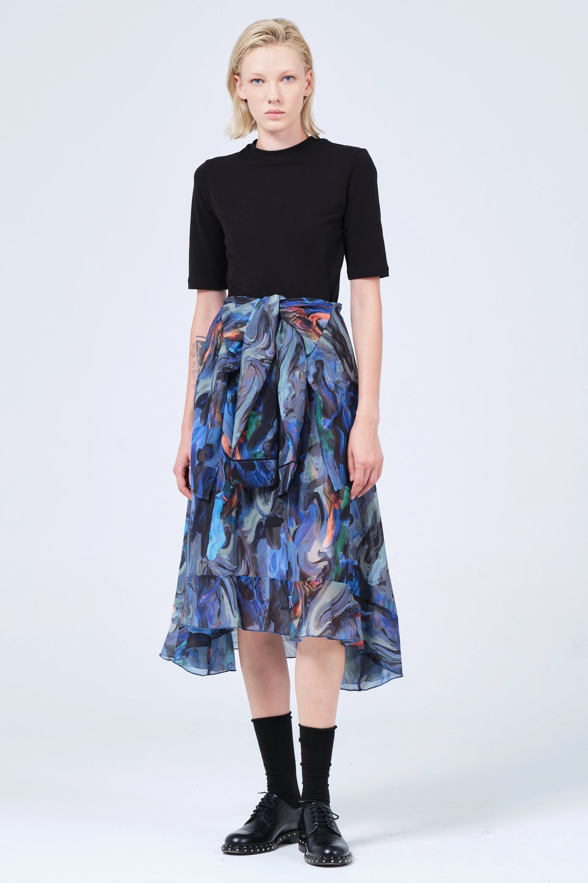 Mona Tea Length Dress Sax