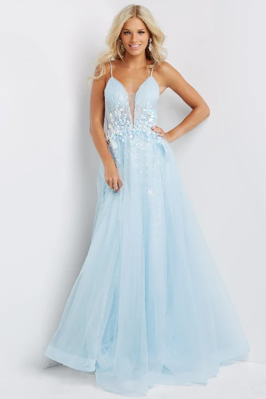 Plunging Neck Spaghetti Strap Prom Dress By Jovani -JVN07637