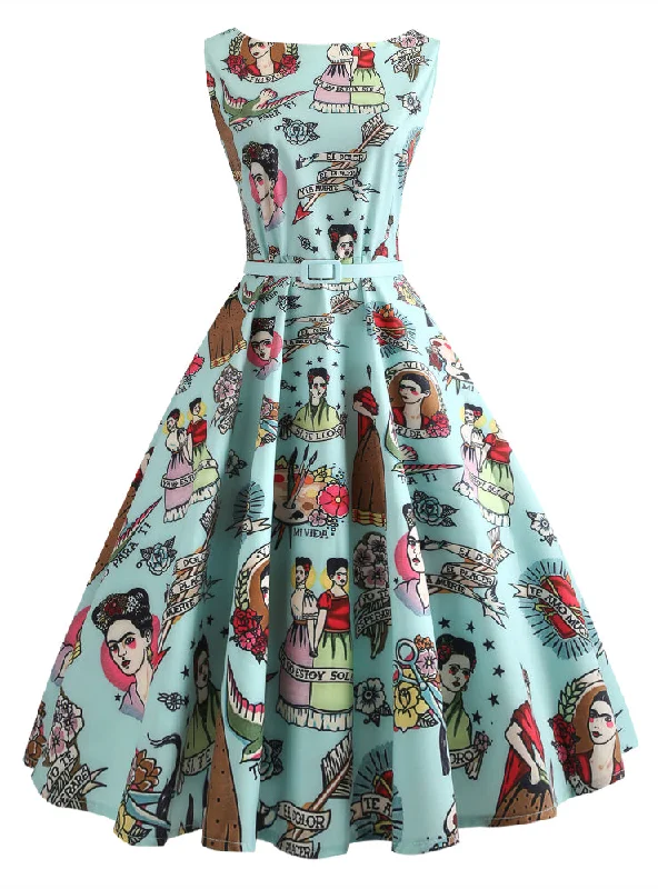 Retro Sleeveless Sexy Print Dress