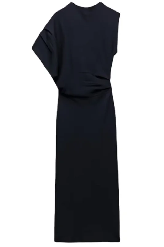 Hazel Black Knitted Asymmetrical Dress