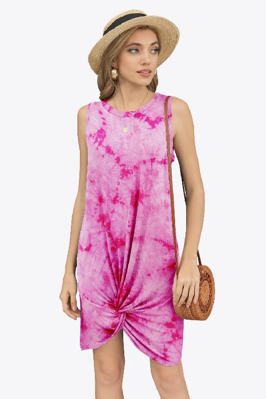 Blue Zone Planet |  Tie-Dye Twisted Round Neck Sleeveless Dress