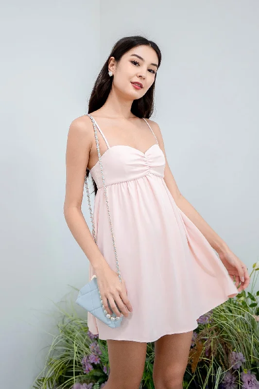 VIVA SWEETHEART ROMPER DRESS IN SOFT PINK