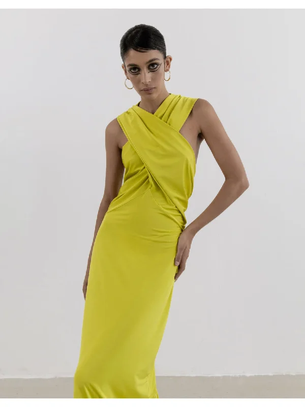 Wrap Dress In Mold Green Shıny Jersey