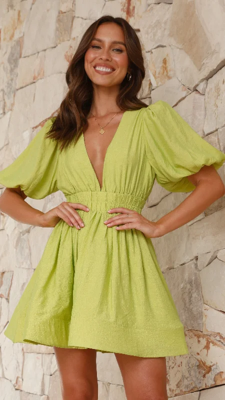 Erin Mini Dress - Lime