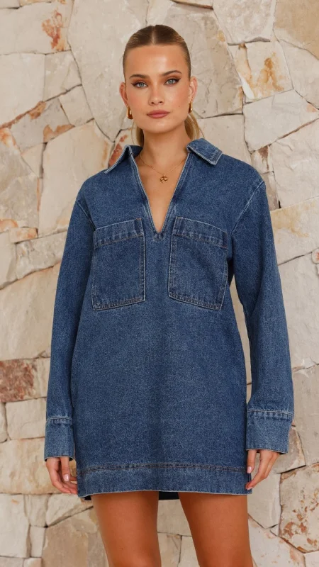 Tara Long Sleeve Mini Dress - Denim