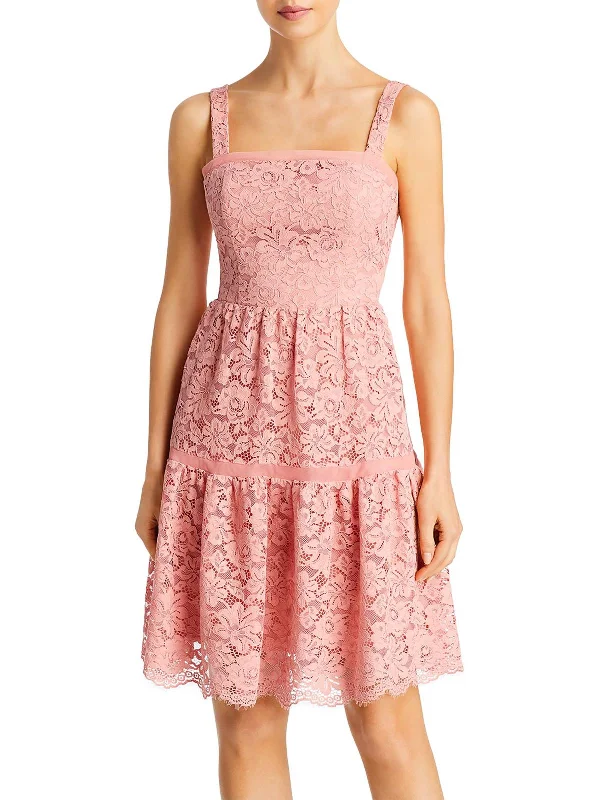 Womens Lace Above Knee Fit & Flare Dress