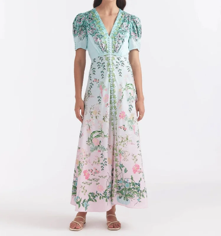 Lea Long Dress In Willow Garden