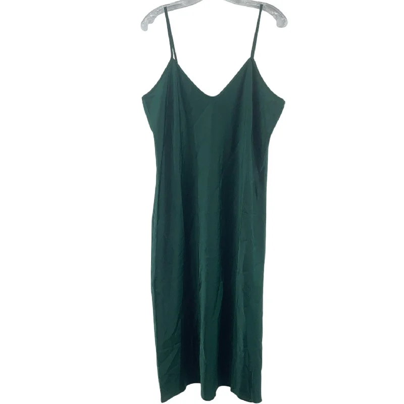 Banana Republic Green Silky V-Neck Midi Slip Dress Women’s Size Medium NWT