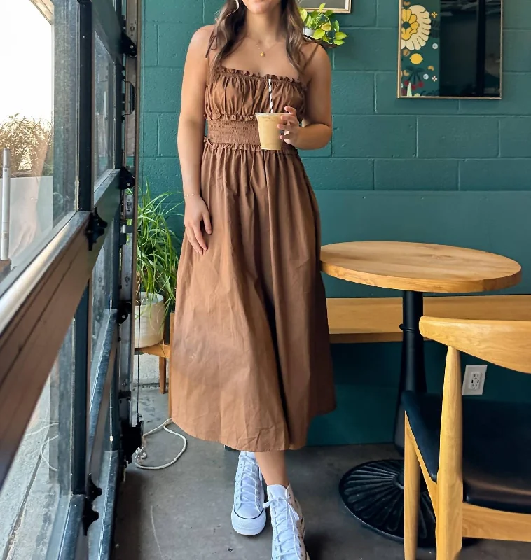 Elea Midi Dress In Brown