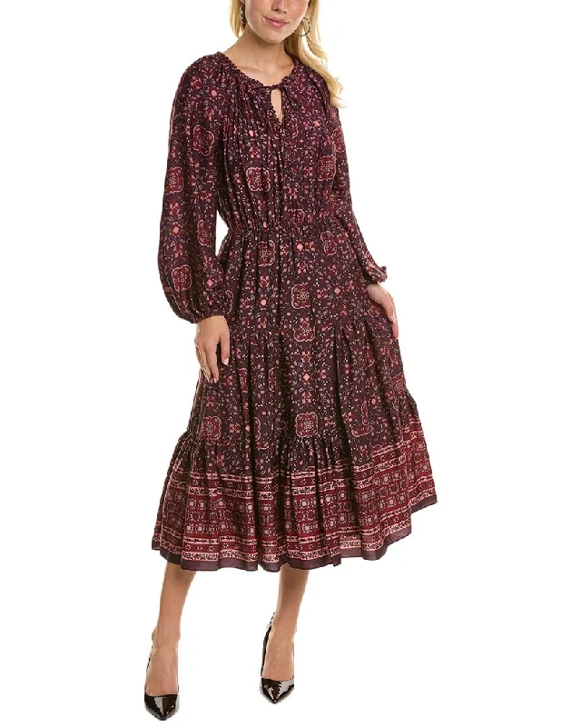 Kobi Halperin Andrea Printed Peasant Midi Dress