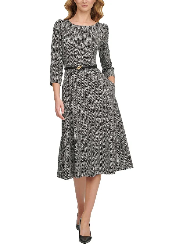 Womens Printed Midi Wear to Work Dress